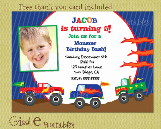 Monster Truck Invitation Templates Free Inspirational Monster Truck Birthday Invitations Ideas – Free Printable