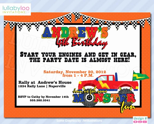 Monster Truck Invitation Templates Free Luxury Monster Truck Birthday Invitations Ideas – Free Printable
