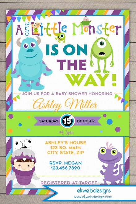 Monsters Inc Baby Shower Invitation Luxury Monsters Inc Baby Shower Invitation Monsters University