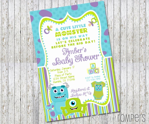 Monsters Inc Baby Shower Invitation New Monsters Inc Inspired Baby Shower Invitation by Rockinrompers