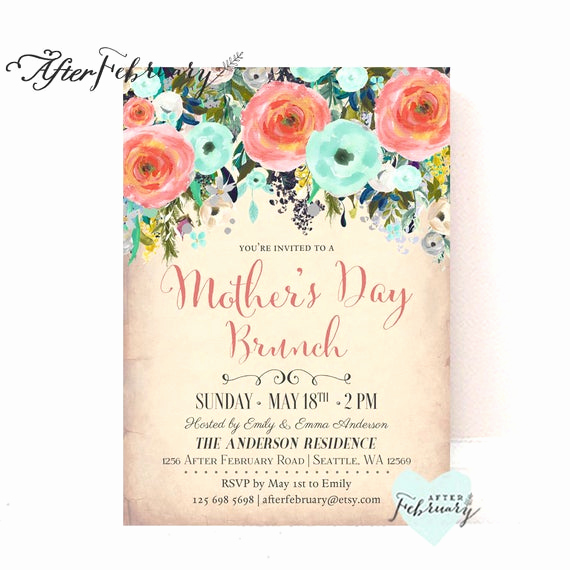 Mother Day Brunch Invitation Lovely Coral Mint Mother S Day Brunch Invitation Mother S Day