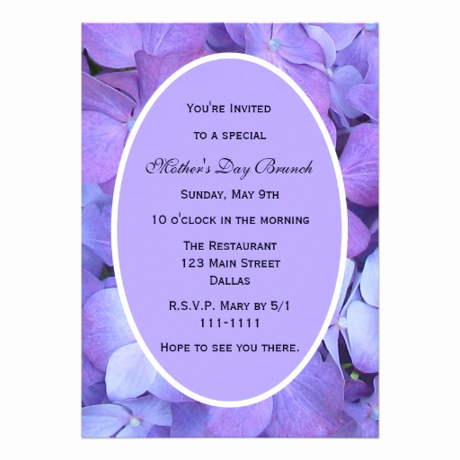Mother Day Invitation Wording Luxury Mothers Day Party Invitation Hydrangeas for Mom 5&quot; X 7