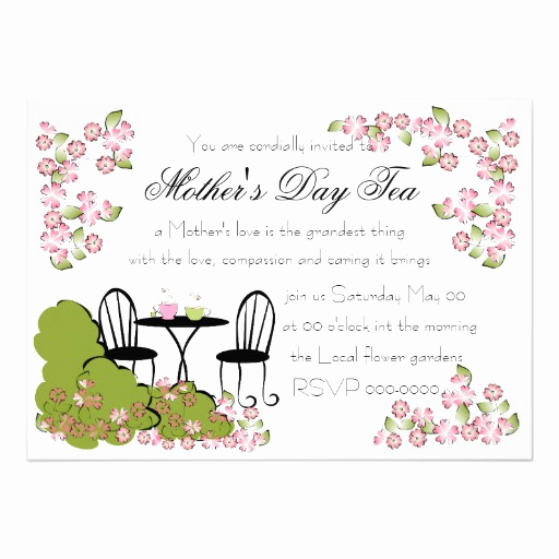 Mother Day Tea Invitation Elegant Tea In the Garden 5x7 Paper Invitation Card