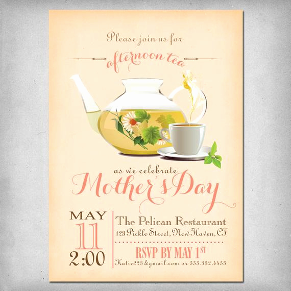 Mother Day Tea Invitation Inspirational Printable Mother S Day Tea Party Invitation by