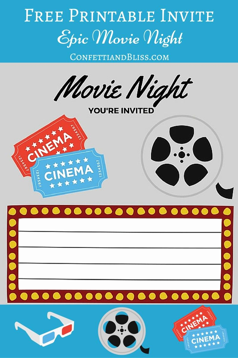 Movie Night Invitation Template Elegant Free Printables for Him