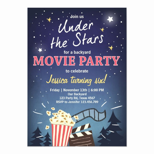 Movie Night Invitation Template Fresh Movie Night Birthday Invitation Under the Stars