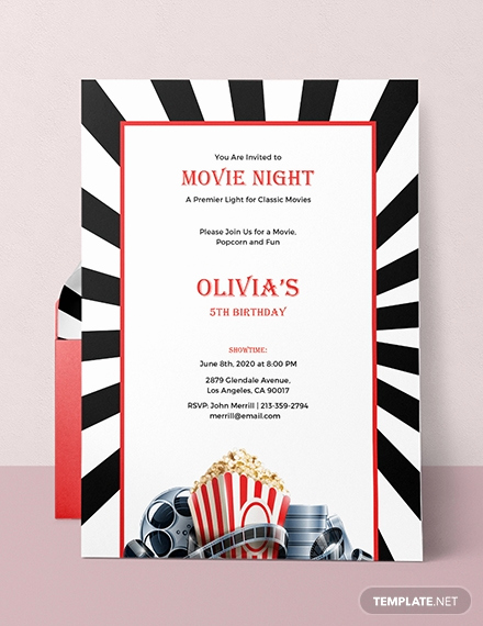 Movie Night Invitation Templates Awesome Free Movie Night Invitation Template In Adobe Shop