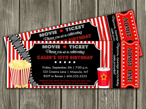 Movie Ticket Party Invitation Awesome Printable Movie Ticket Birthday Invitation