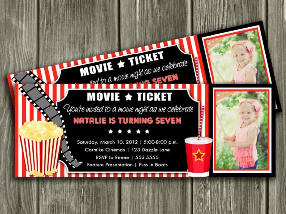 Movie Ticket Party Invitation Best Of Printable Movie Ticket Birthday Invitation Movie Night