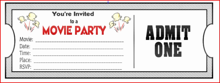 Movie Ticket Party Invitation Elegant Movie Ticket Birthday Invitations Ideas – Bagvania Free
