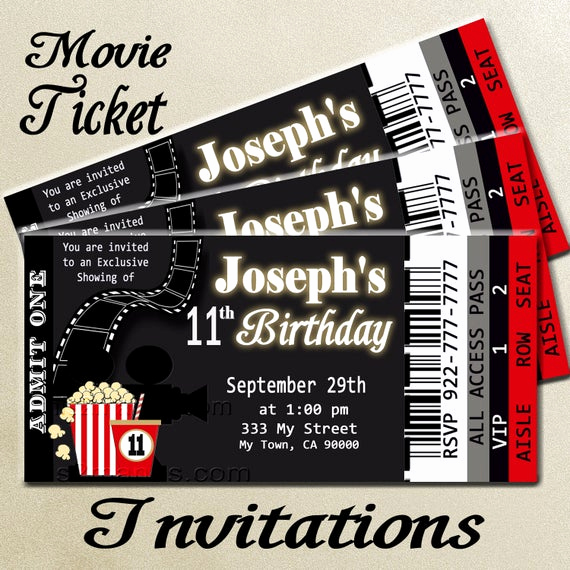 Movie Ticket Party Invitation New Movie Ticket Red Carpet Party Invitation Printable Invitation