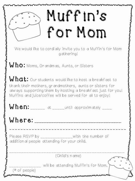 Muffins with Mom Invitation Awesome Muffins for Moms Invitation Muffins with Mom