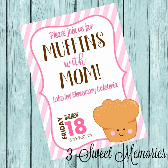 Muffins with Mom Invitation Luxury Muffins with Mom Printable Invitation by 3sweetmemories On