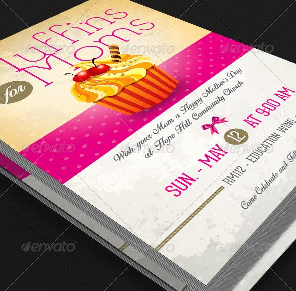 Muffins with Mom Invitation Template Elegant Muffins for Moms event Flyer Template