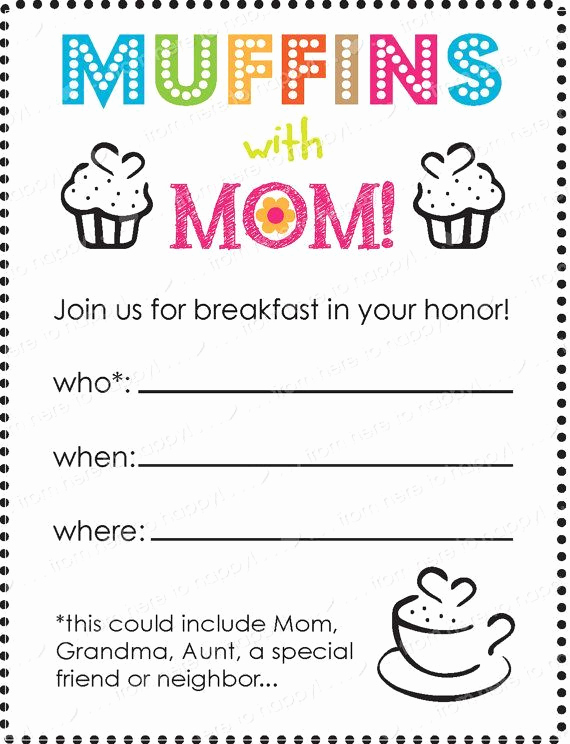 Muffins with Mom Invitation Template Inspirational Muffins with Mom Teacher Pta Mother S Day Flyer Invite