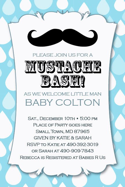 Mustache Baby Shower Invitation Templates Elegant Little Man Mustache Bash Printable 1st Birthday Party Baby
