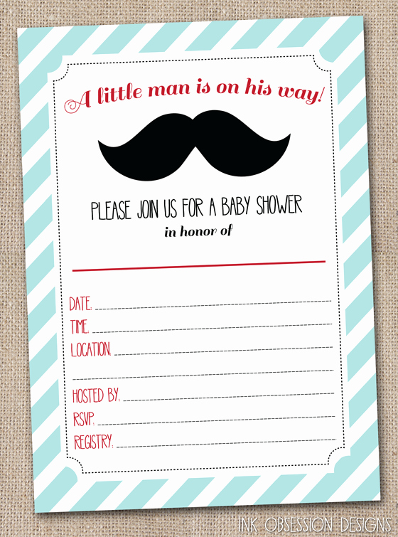 Mustache Baby Shower Invitation Templates New Mustache Birthday Invitations Template – Free Printable