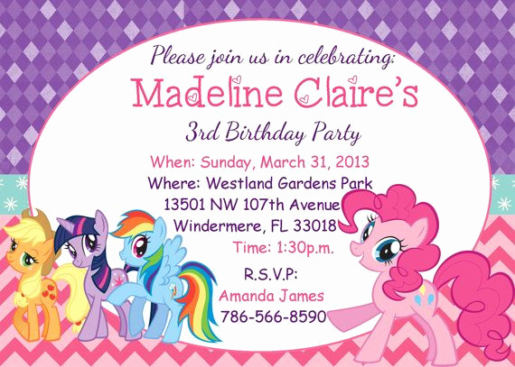 My Little Pony Birthday Invitation Elegant My Little Pony Birthday Party Invitations