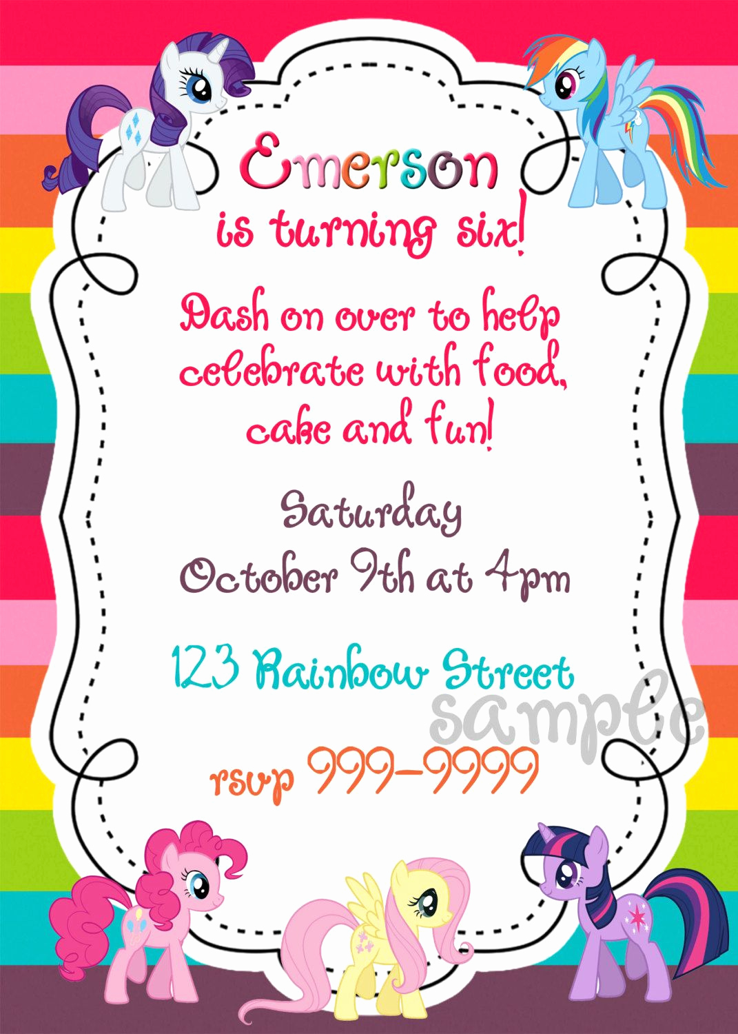My Little Pony Birthday Invitation Inspirational My Little Pony Printable Birthday Invitation $15 00 Via