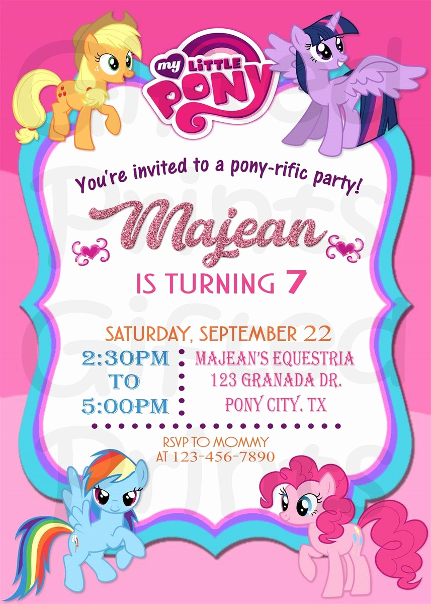 My Little Pony Birthday Invitation Unique My Little Pony Birthday Invitation In 2019