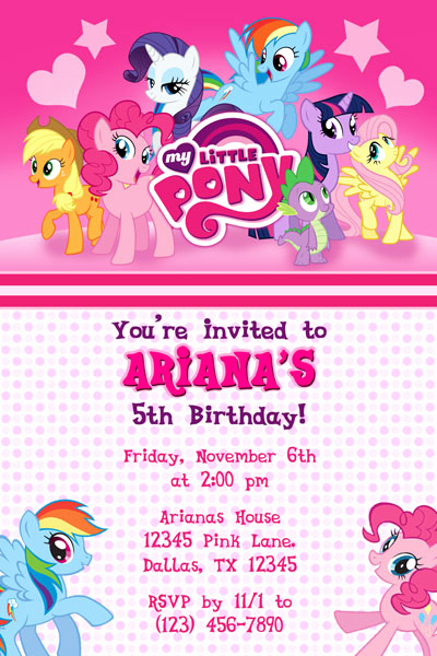 My Little Pony Invitation New My Little Pony Invitations Friendship is Magic