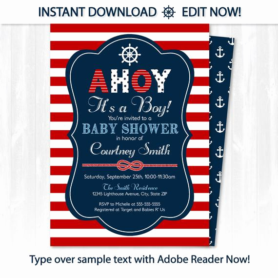 Nautical Baby Shower Invitation Template Inspirational Nautical Baby Shower Invitations Nautical Invitation