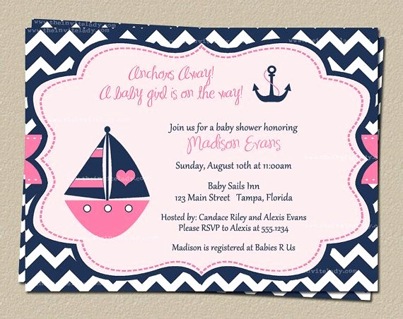 Nautical Baby Shower Invitation Template New Nautical Chevron Baby Shower Invitations for Girl In Pink