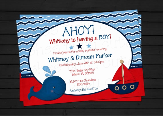 Nautical Baby Shower Invitation Templates Lovely Items Similar to Ahoy It S A Boy Nautical Baby Shower