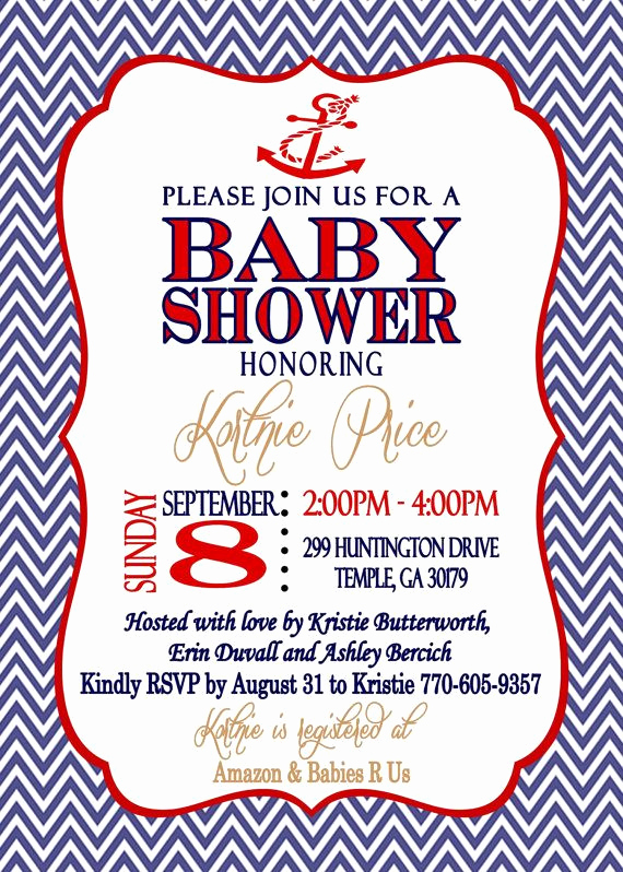 Nautical theme Baby Shower Invitation Fresh Nautical theme Baby Shower Invitation