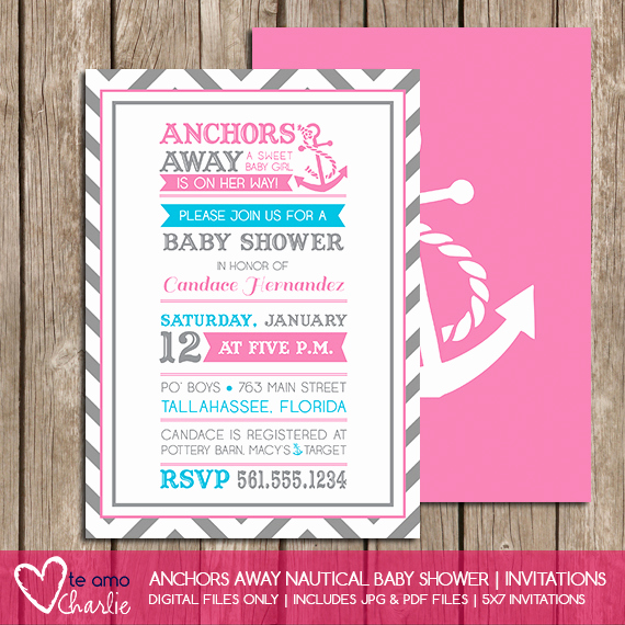 Nautical theme Baby Shower Invitation Lovely Nautical Baby Shower Invitations for Girls – Palm Beach