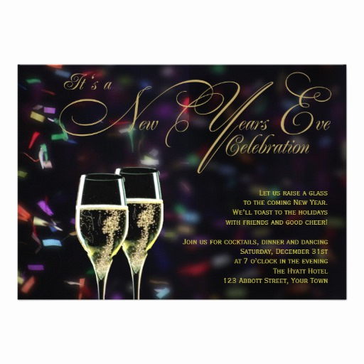 New Year Party Invitation Luxury Champagne Confetti New Years Eve Party Invitation 5&quot; X 7