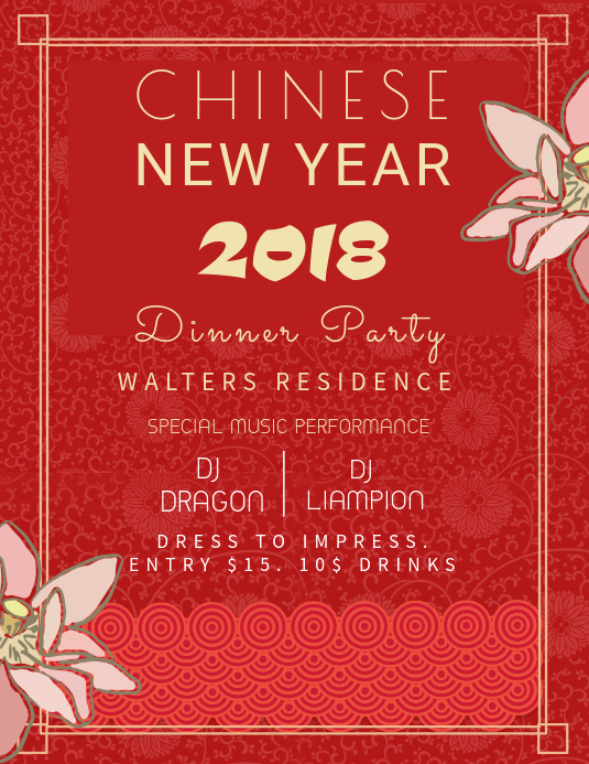 New Year Party Invitation Wording Lovely Chinese New Year Party Invitation Template