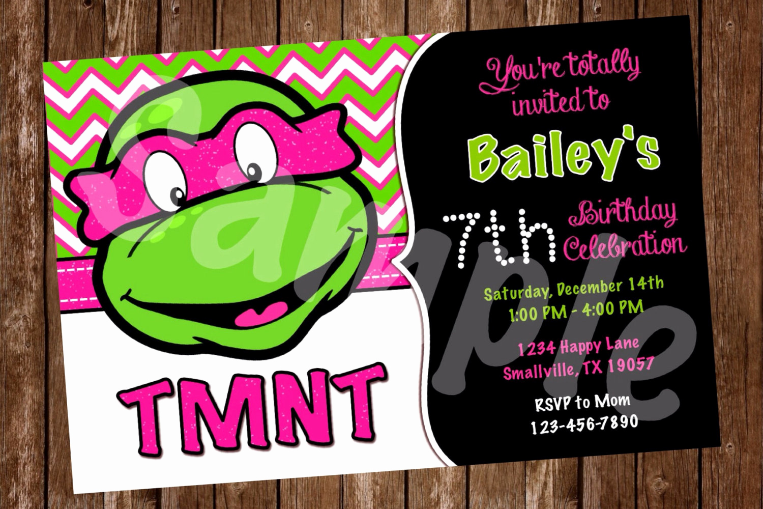 Ninja Turtle Birthday Invitation Inspirational Girl Teenage Mutant Ninja Turtle Birthday Invitation