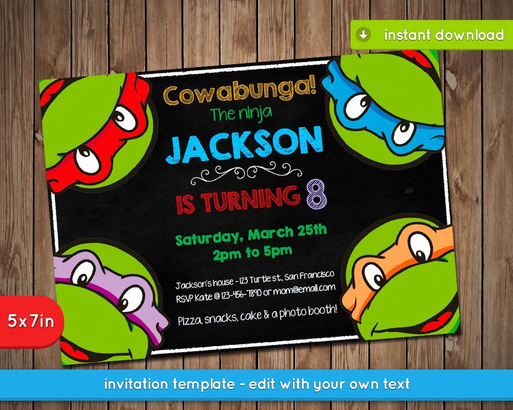 Ninja Turtle Birthday Invitation Luxury Teenage Mutant Ninja Turtles Invitation Tmnt Printable