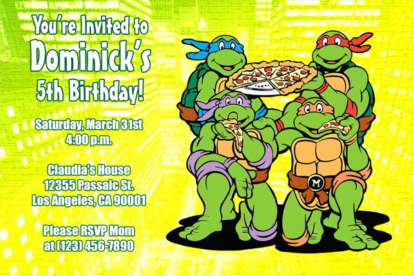 Ninja Turtles Birthday Invitation Templates Lovely Teenage Mutant Ninja Turtles Birthday Invitations