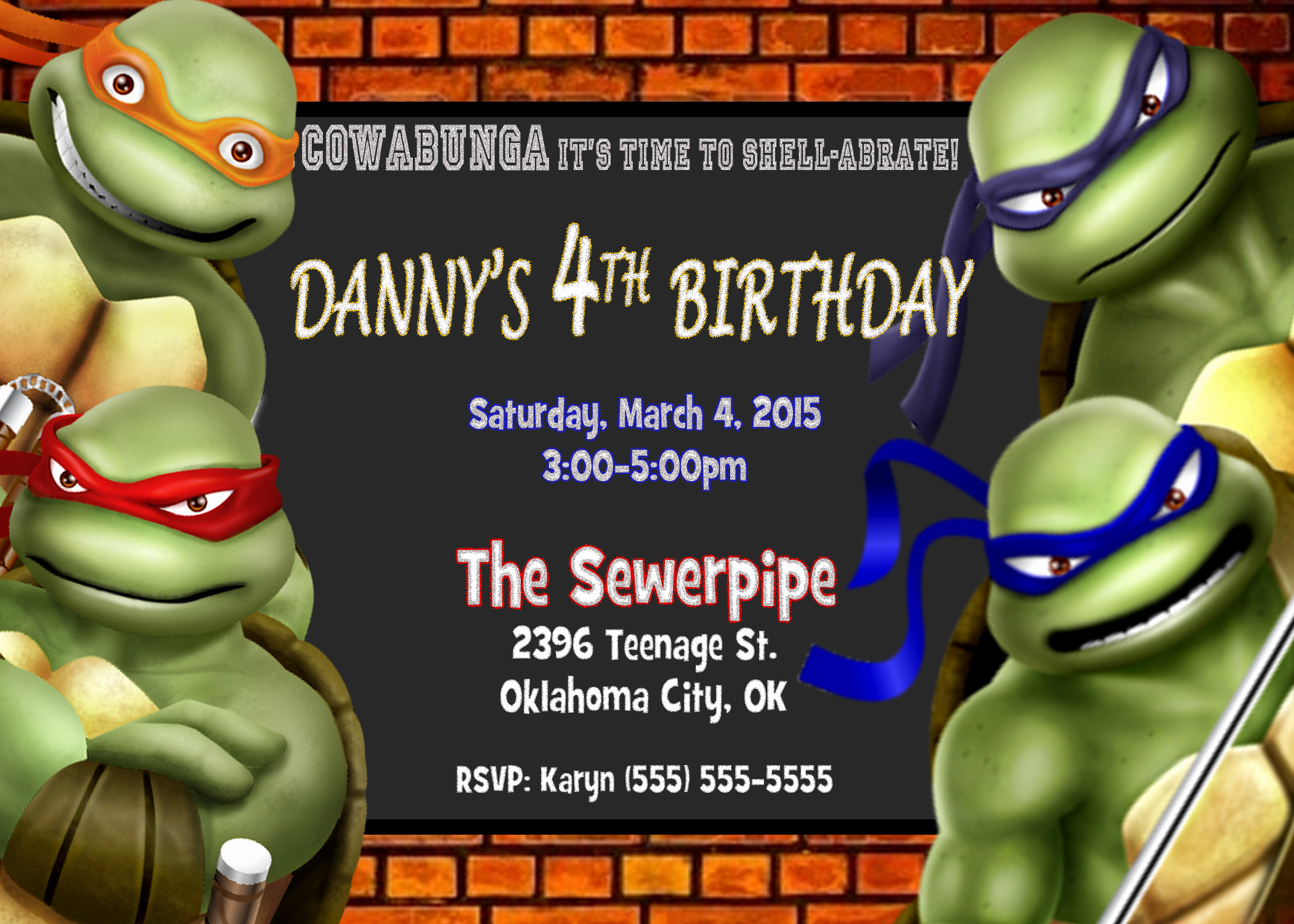 Ninja Turtles Invitation Template New Teenage Mutant Ninja Turtle Birthday Party Invitations