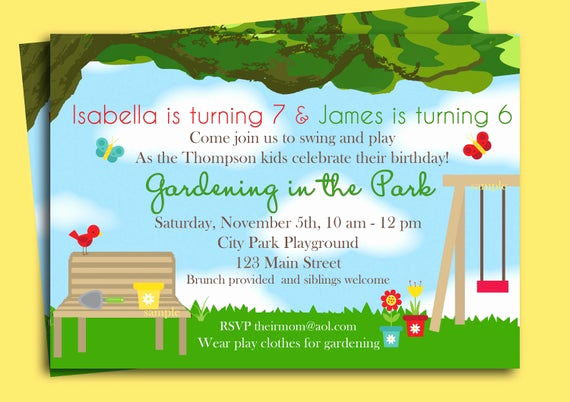 Norwex Party Invitation Templates Inspirational Park Playground Birthday Invitation Printable or Printed with