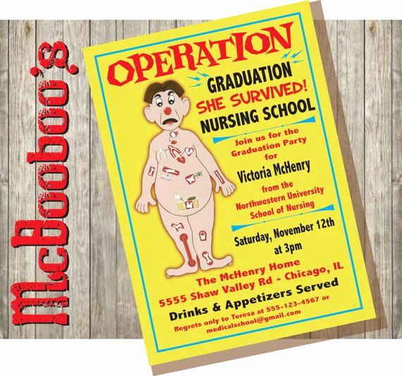 Nurse Graduation Invitation Template New Operation Board Game Inspired Nursing School or Medical School