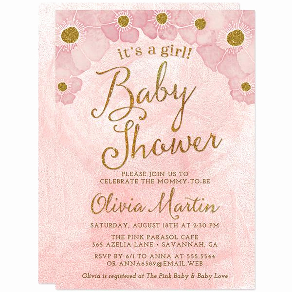 Office Baby Shower Invitation Best Of Blush Pink &amp; Gold Flowers Baby Shower Invitations