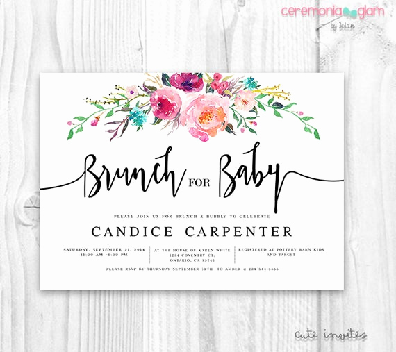 Office Baby Shower Invitation Template Lovely Baby Shower Invitation Flora Brunch for Baby Invitation