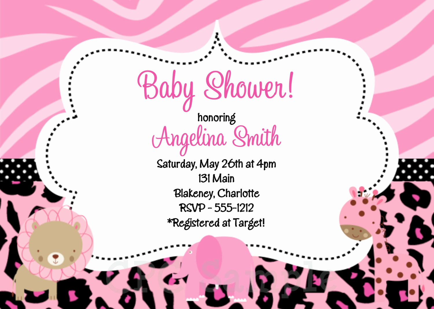 Office Baby Shower Invitation Unique Pink Safari Baby Shower Invitation Pink by