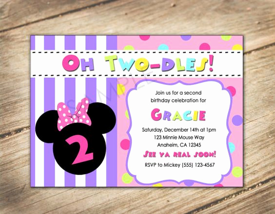 Oh Two Dles Invitation Best Of Oh Two Dles 2nd Birthday Minnie Mouse Disney theme
