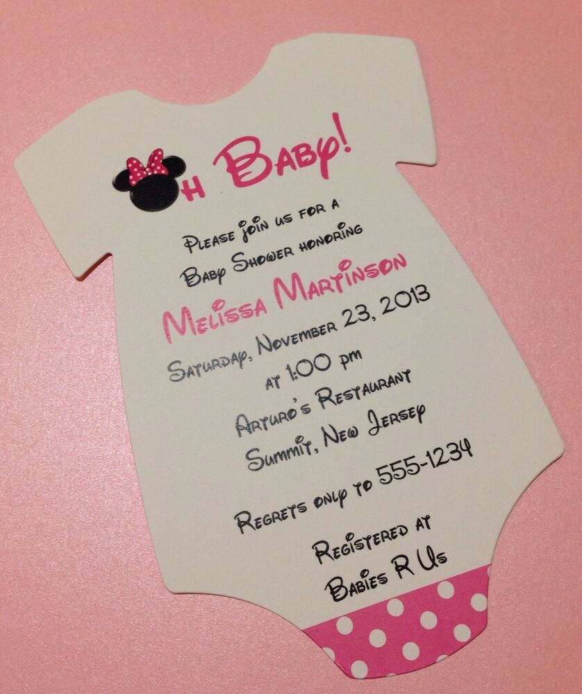 Onesie Baby Shower Invitation Template Awesome Pink Minnie Mouse Esie Baby Shower Invitation All