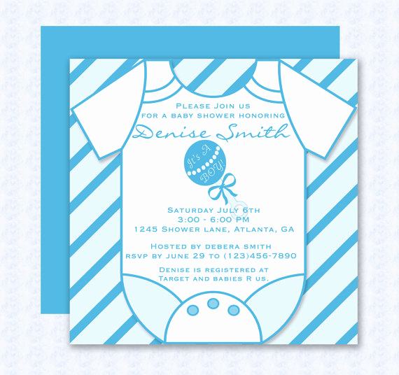 Onesie Baby Shower Invitation Template Elegant Blue Esie Baby Shower Invitation Editable Template