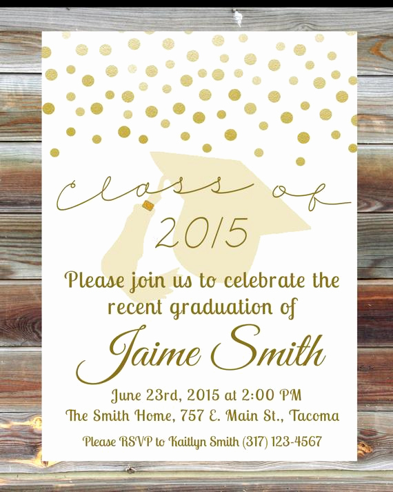 Open House Party Invitation Wording Best Of Gold Graduation Open House Invitation Custom Graduation