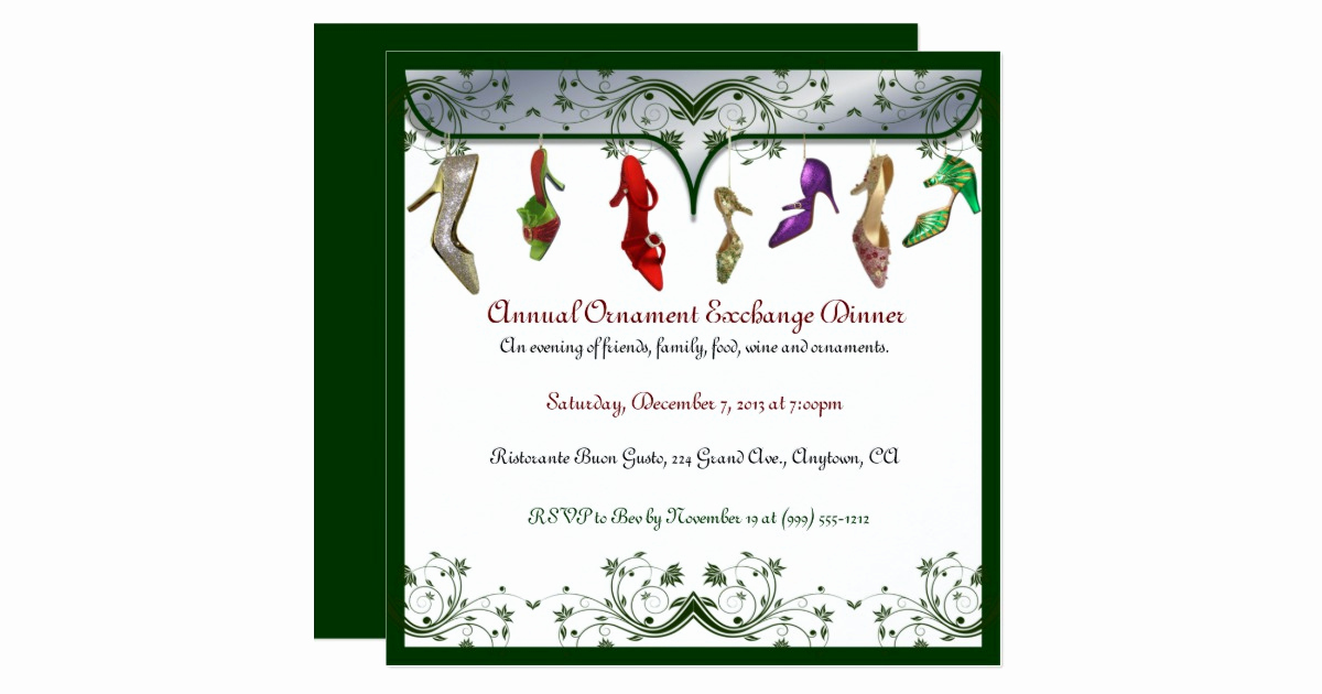 Ornament Exchange Invitation Wording Beautiful Christmas ornament Exchange Dinner Invitations