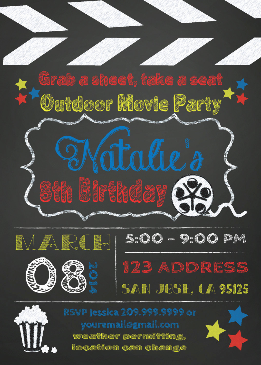 Outdoor Movie Night Invitation New Movie Party Outdoor Movie Invitation