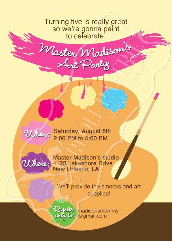 Paint Palette Invitation Template Luxury Art Paint Party Birthday Party Invitation Paint by