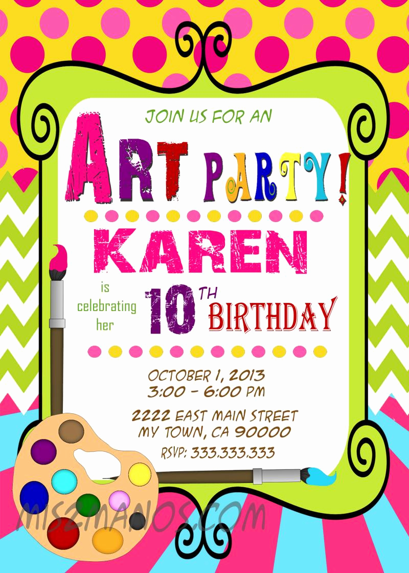 Paint Party Invitation Wording Fresh Art Party Invitation Art Birthday Paint