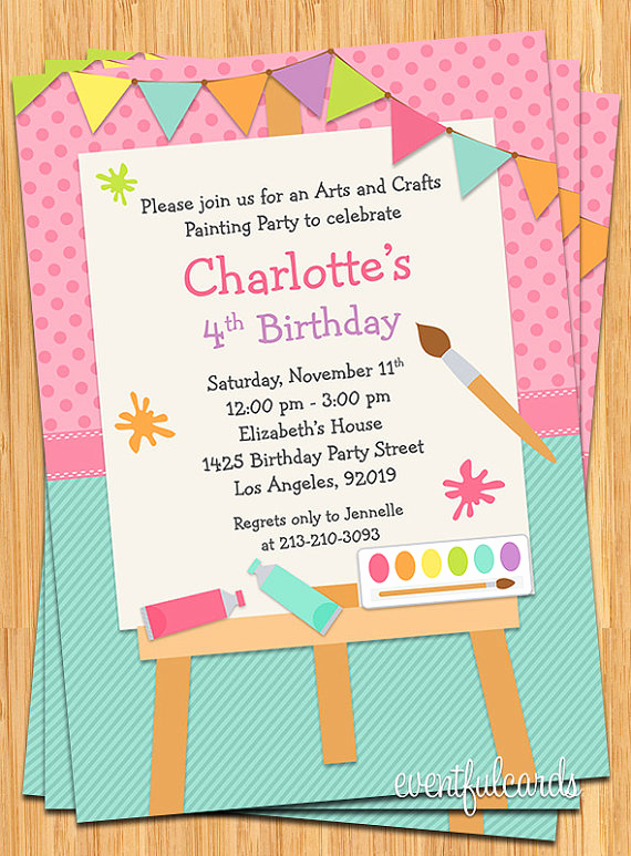 Paint Party Invitation Wording New Art Painting Birthday Party Invitation for Kids Printable